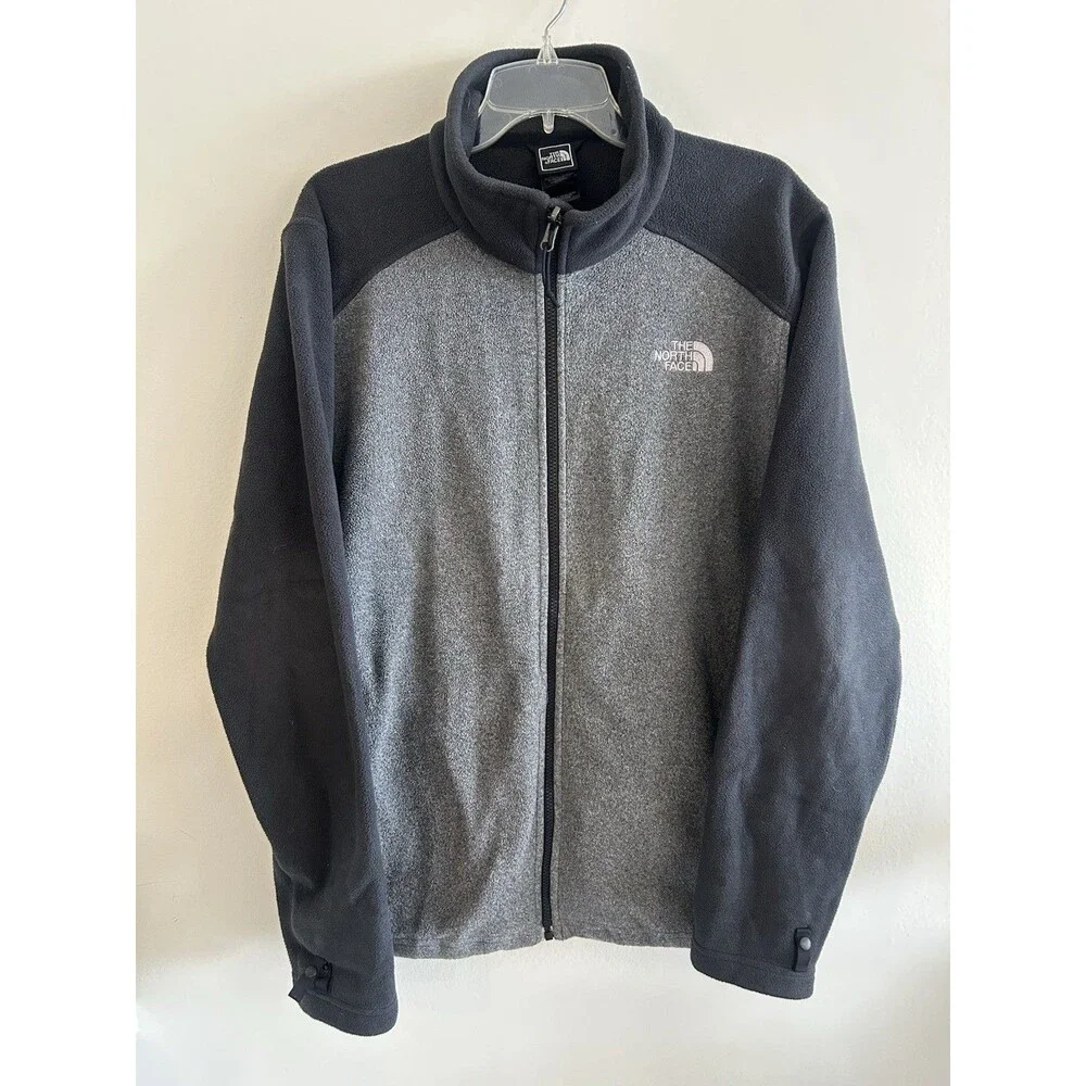The North Face Fleece Jacket Mens Size L Grey Black FlashDry Full Zip